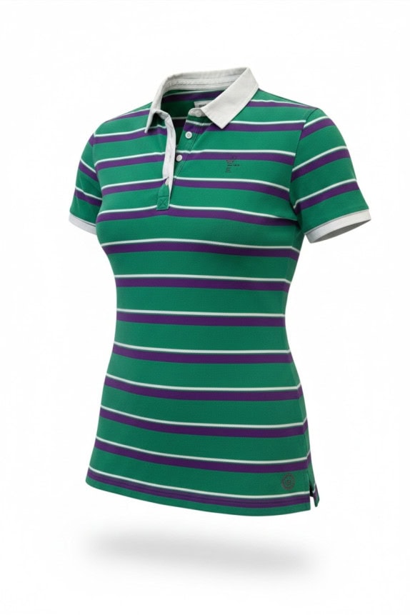 DIESEL POLO SHIRT A RIGHE VERDE VIOLA DONNA PRE OWNED L