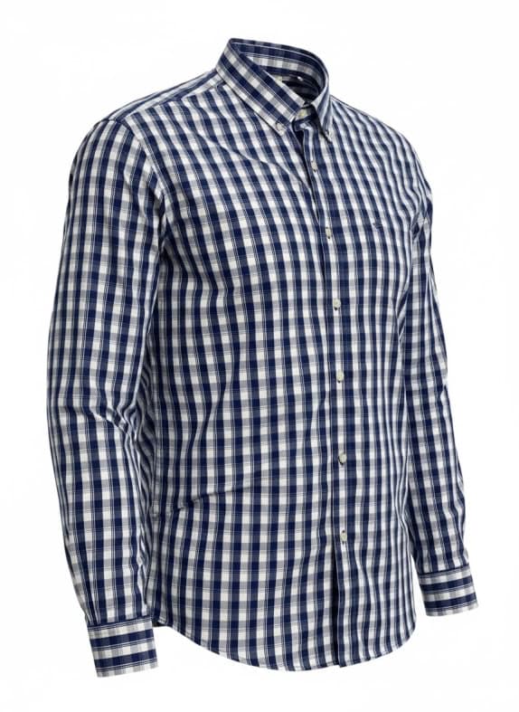 DOCKERS CAMICIA A QUADRI LOGO BLU-BIANCO UOMO M