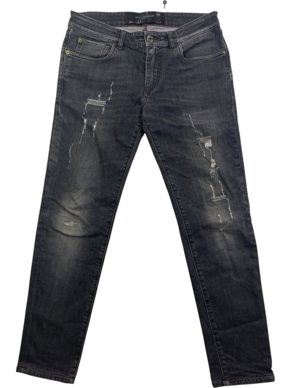 Dolce & Gabbana Jeans con logo vintage distressed grigi da uomo S
