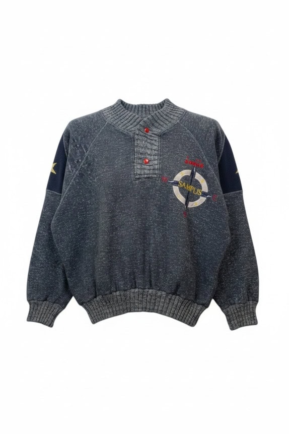 1992 DIADORA KNIT SWEATER VINTAGE GREY UNISEX PRE OWNED XS