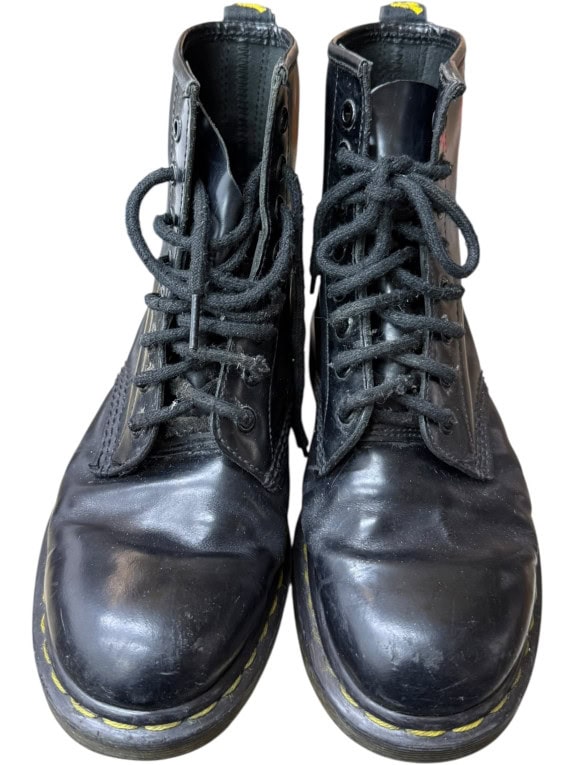 DR. MARTENS Leather Boots Vintage Black Unisex EU 39