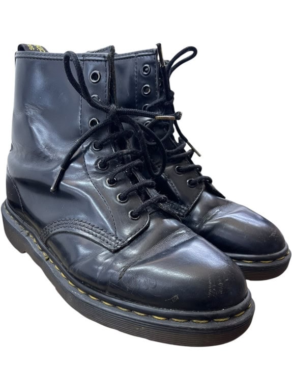 DR. MARTENS Black Leather Boots Size 38