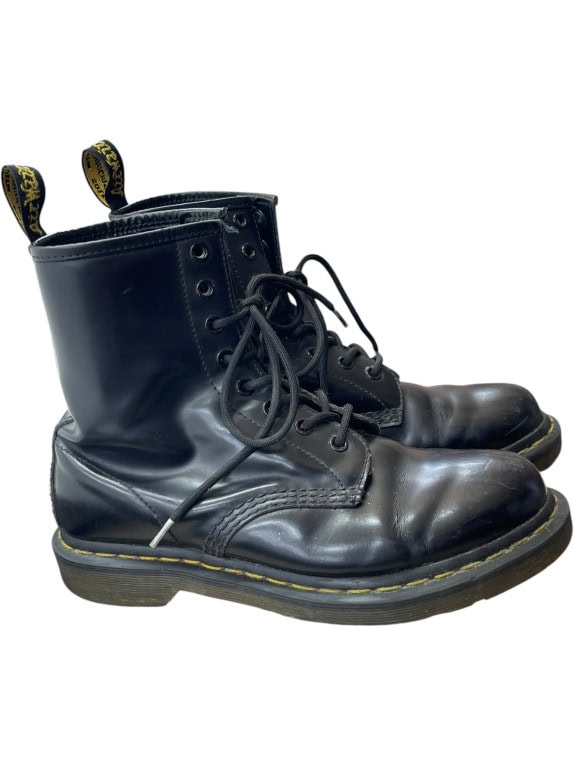 DR. MARTENS Black Leather 8 Eye Boots Unisex Size 38