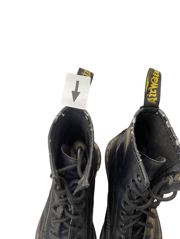 DR MARTENS LEATHER BOOTS WORKWEAR BLACK UNISEX PRE OWNED EU 39