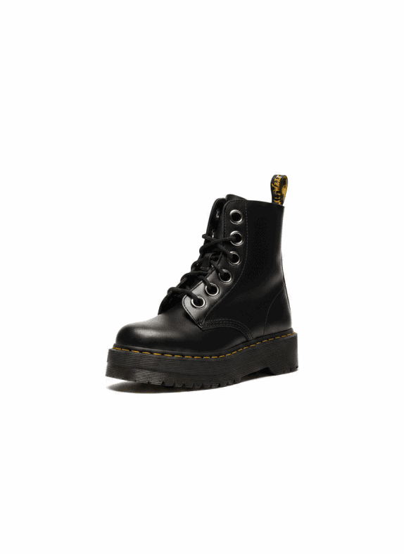 DR MARTENS PLATFORM BOOTS PATENT BLACK UNISEX PRE OWNED EU 37