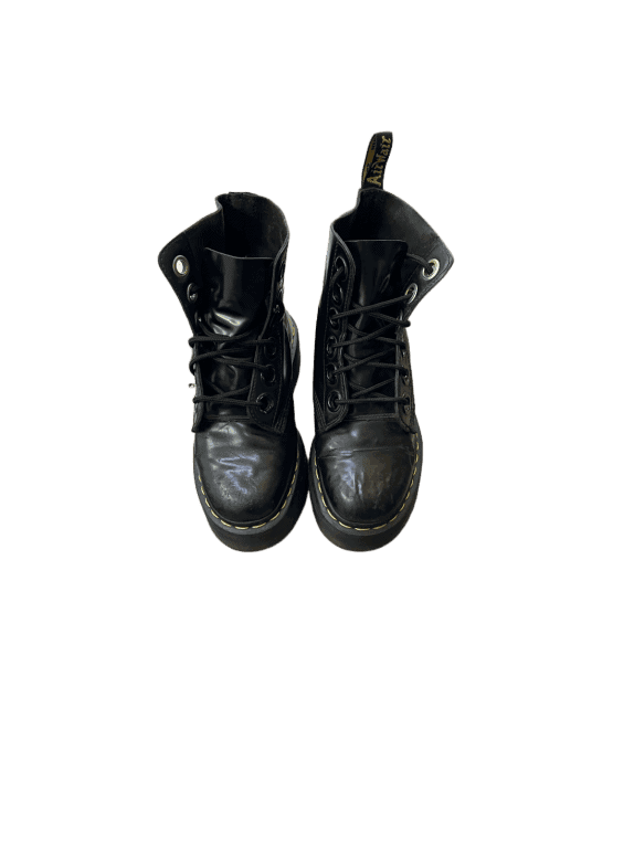DR MARTENS PLATFORM BOOTS PATENT BLACK UNISEX PRE OWNED EU 37