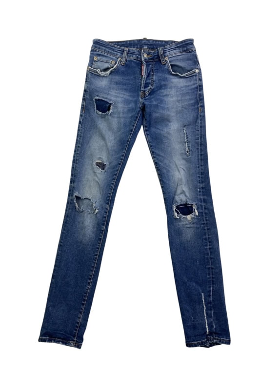 DSQUARED2 Τζιν Παντελόνι DISTRESSED με Σκισίματα & ICON Patch Μπλε UNISEX S