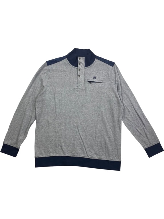 DUNMORE Φούτερ Henley Casual Logo Γκρι Ανδρικό XXL