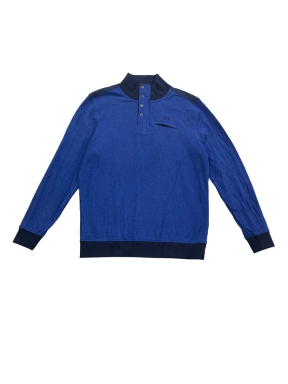DUNMORE Maglia Henley casual con logo ricamato blu da uomo L