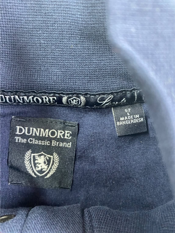 DUNMORE Maglia Henley casual con logo ricamato blu da uomo L