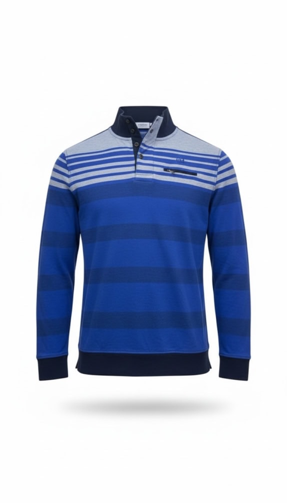 DUNMORE Polo a righe casual con logo blu da uomo XL