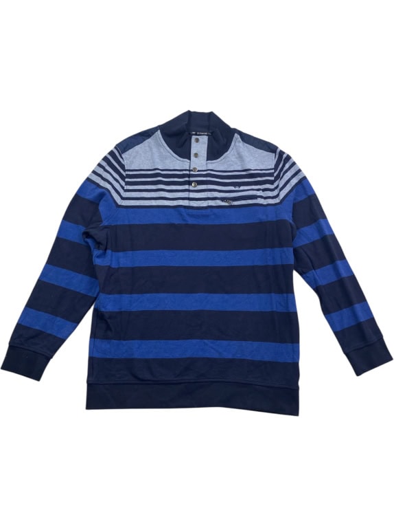 Dunmore Sweatshirt Ριγέ Casual Κουμπιά Μπλε/Γκρι Ανδρικό XXL