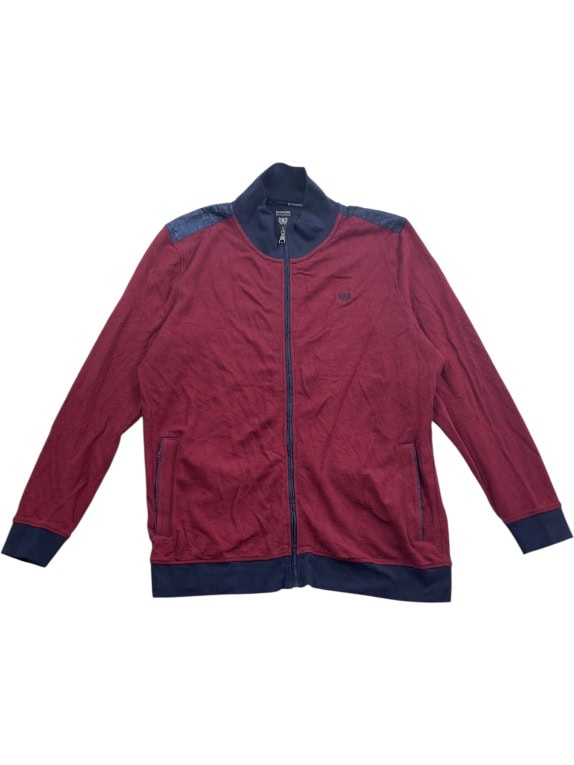Dunmore Felpa cardigan casual con zip logo bordeaux/blu da uomo XXL