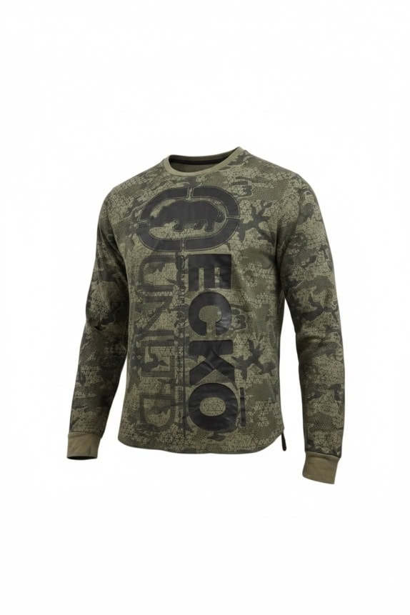ECKO UNLTD. LONG SLEEVE WAFFLE KNIT CAMO KHAKI UNISEX L