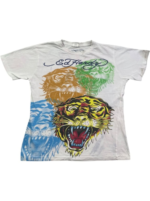 ED HARDY GRAPHIC TEE Y2K OFF WHITE ΓΥΝΑΙΚΕΙΟ PRE OWNED