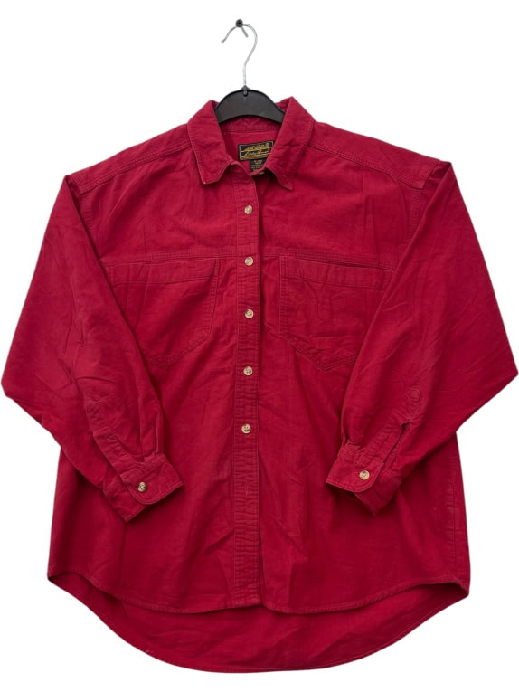 EDDIE BAUER CAMICIA VINTAGE ROSSA A MANICHE LUNGHE DA UOMO M usata