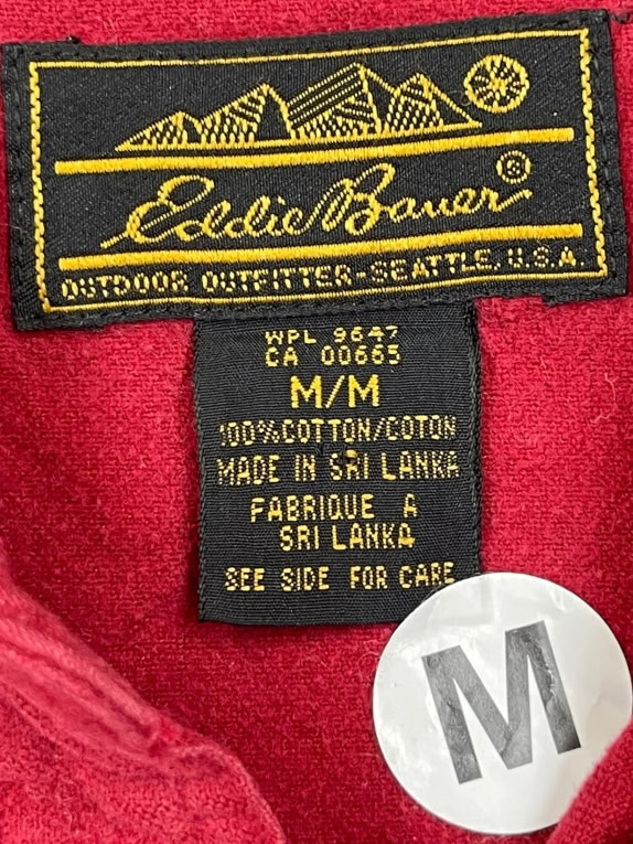 EDDIE BAUER CAMICIA VINTAGE ROSSA A MANICHE LUNGHE DA UOMO M usata