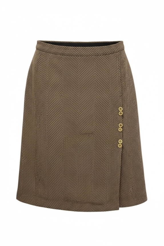 ELENA MIRO SKIRT VINTAGE HERRINGBONE BROWN WOMEN XL