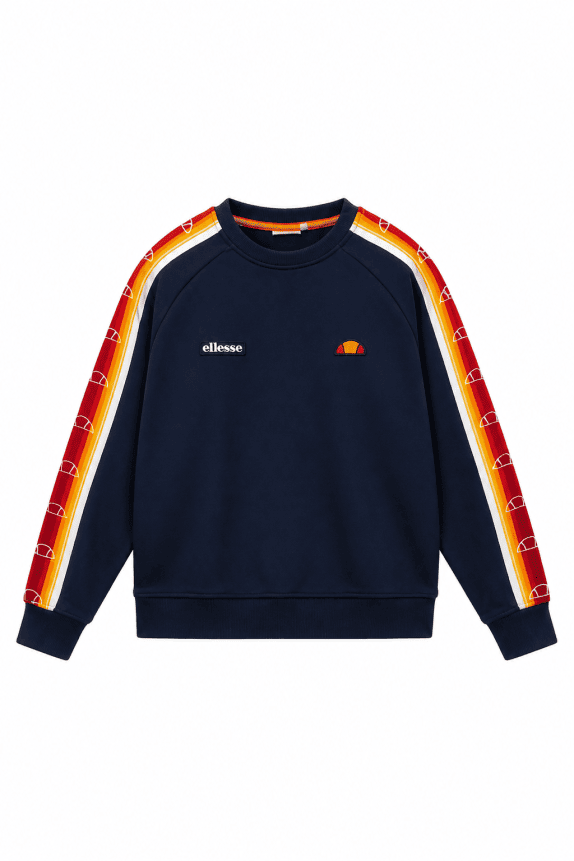 ELLESSE FELPA GIROCOLLO RETRO NAVY UOMO PRE OWNED S