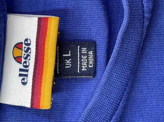 ELLESSE GRAPHIC TEE SPORTY BLUE RED UNISEX PRE OWNED L