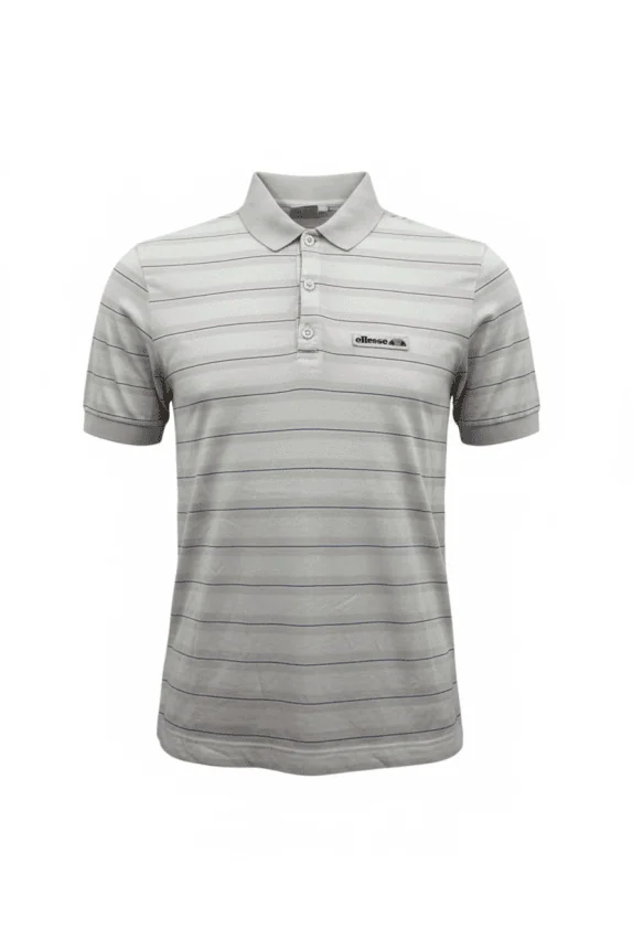 ELLESSE Polo Shirt Ριγέ Vintage Logo Λευκό/Ροζ Ανδρικό S