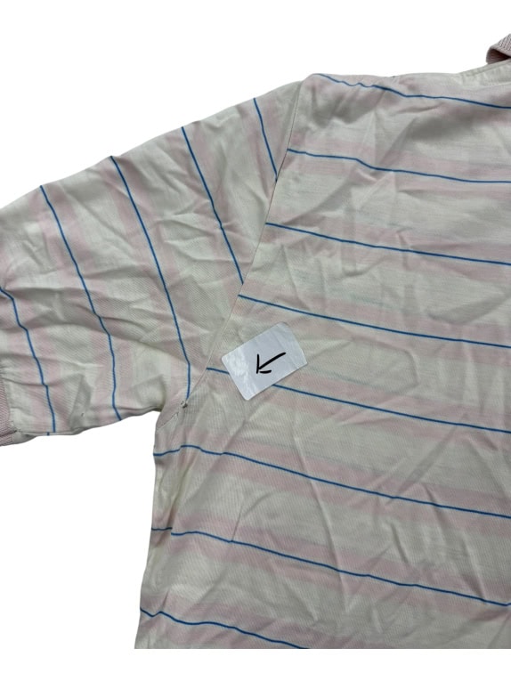 ELLESSE Striped Polo Shirt Vintage Logo White/Pink Men’s S