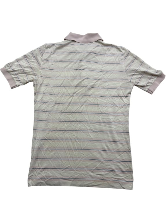 ELLESSE Striped Polo Shirt Vintage Logo White/Pink Men’s S
