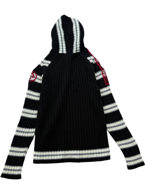 EMPORIO JEANS Cardigan lavorato a maglia con cappuccio e logo a righe da donna S