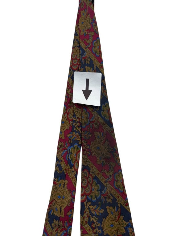 ENRICO COVERI NECKTIE VINTAGE PAISLEY BURGUNDY NAVY MENS PRE OWNED