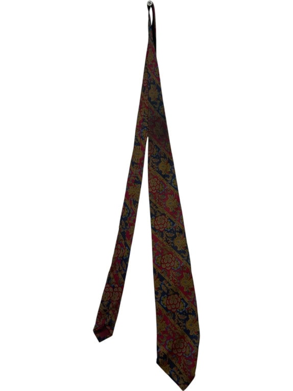 ENRICO COVERI NECKTIE VINTAGE PAISLEY BURGUNDY NAVY MENS PRE OWNED