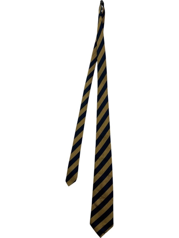 ERMENEGILDO ZEGNA ΓΡΑΒΑΤΑ ΚΛΑΣΙΚΗ ΡΙΓΕ NAVY ΧΡΥΣΟ ΑΝΤΡΙΚΟ PRE OWNED