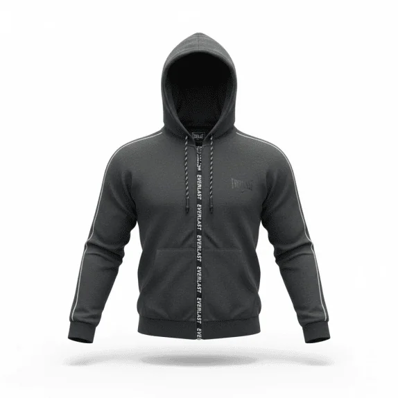 Everlast Felpa con Cappuccio e Zip Athletic Logo Antracite Uomo M