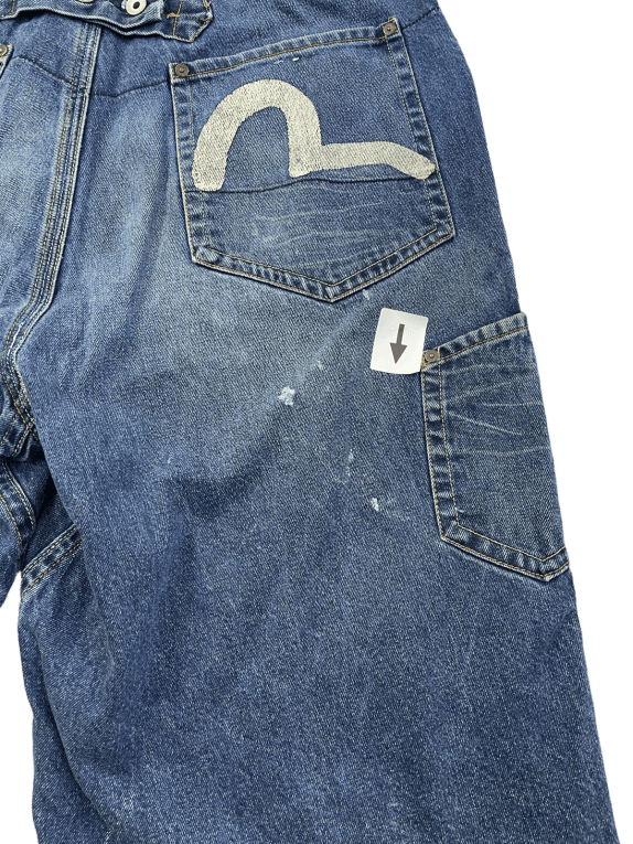 EVISU DENIM SHORTS VINTAGE BLUE MEN PRE OWNED XXL