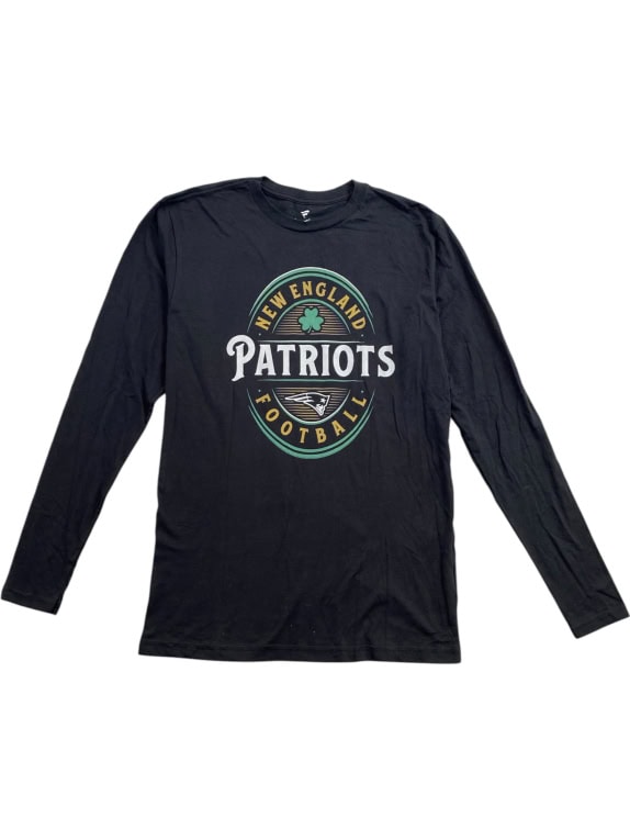 FANATICS MAGLIA A MANICHE LUNGHE NEW ENGLAND PATRIOTS LOGO NERA UNISEX M usata