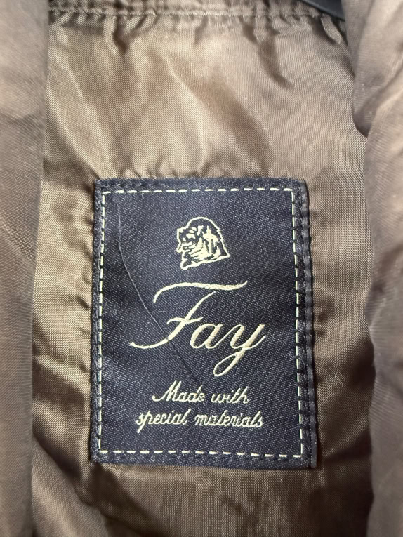 FAY PUFFER VEST GILET LOGO LABEL BROWN MENS M/L