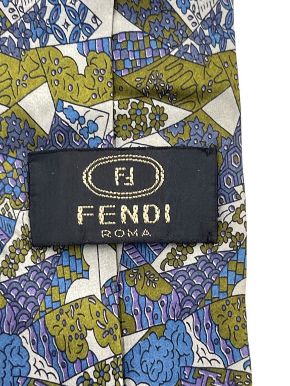 FENDI ΓΡΑΒΑΤΑ VINTAGE ΜΠΛΕ ΠΡΑΣΙΝΟ ΑΝΤΡΙΚΟ PRE OWNED