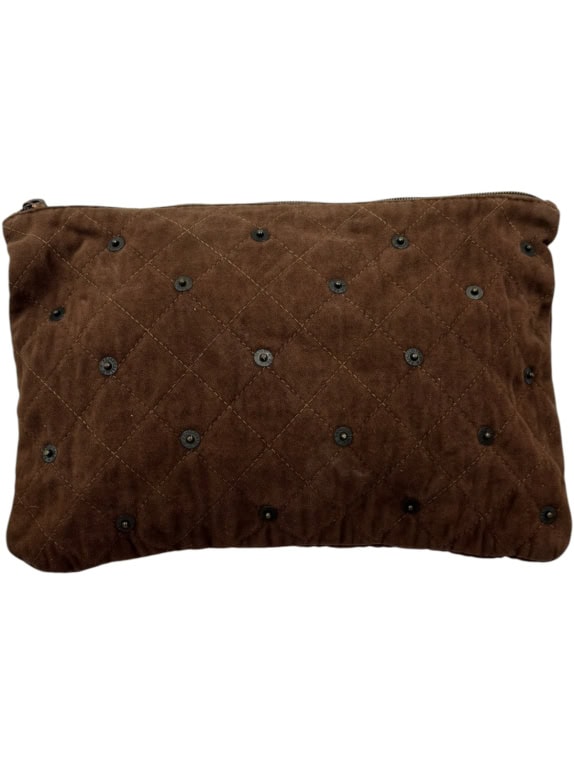 FENDISSIME CLUTCH BAG VINTAGE BROWN UNISEX PRE OWNED