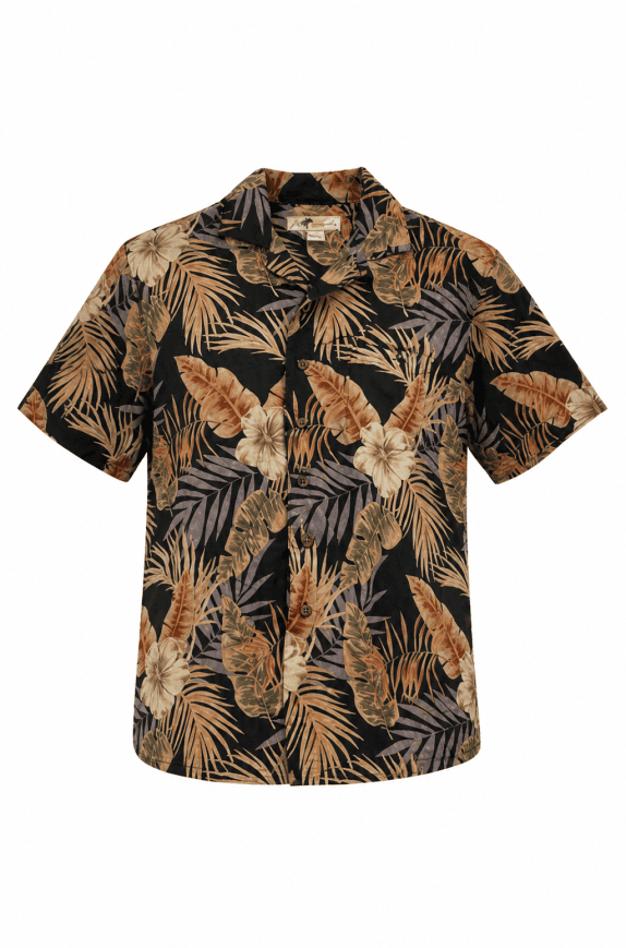 FEVER CAMICIA HAWAIIAN TROPICAL NERO UOMO PRE OWNED M