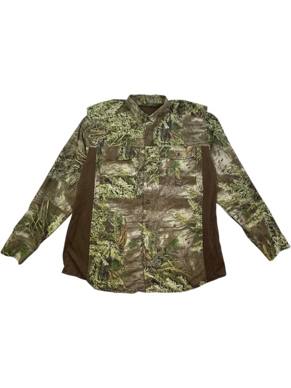 FIELD AND STREAM SHIRT UTILITY CAMO OLIVE MENS PRE OWNED XL