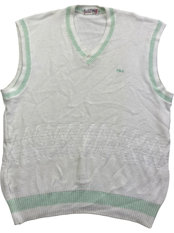 FILA ΑΜΑΝΙΚΟ ΠΛΕΚΟ VEST VINTAGE ΛΟΓΟΤΥΠΟ ΛΕΥΚΟ/ΠΡΑΣΙΝΟ ΑΝΔΡΙΚΟ L