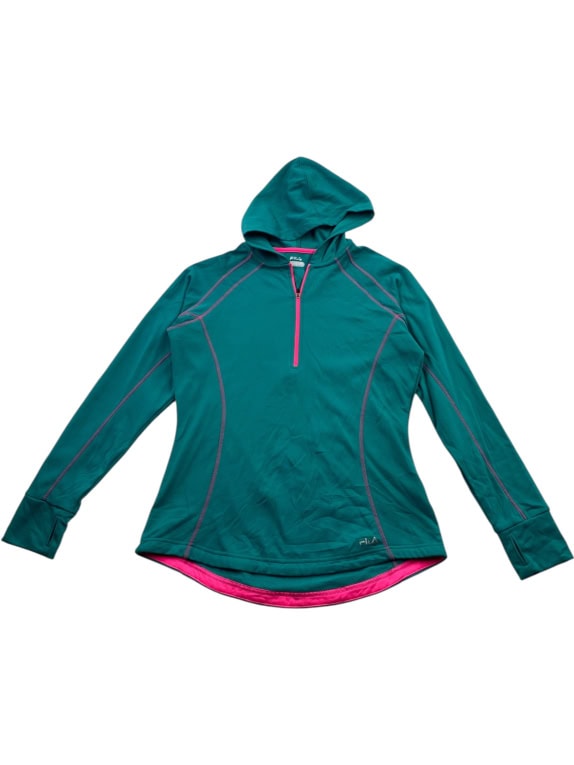 Fila Αθλητικό Hoodie Performance Half Zip Πετρόλ Γυναικείο XL