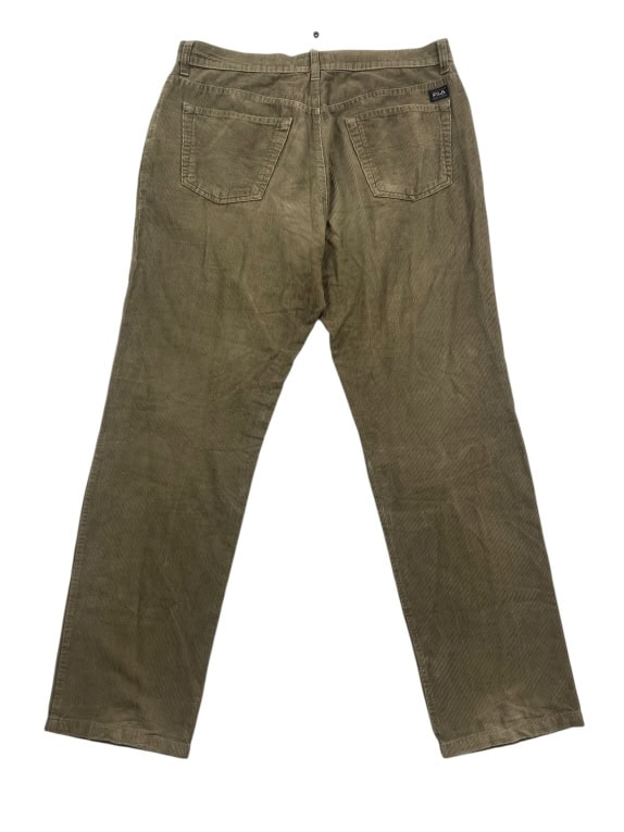 FILA Pantaloni in velluto a coste vintage con logo kaki da uomo XL