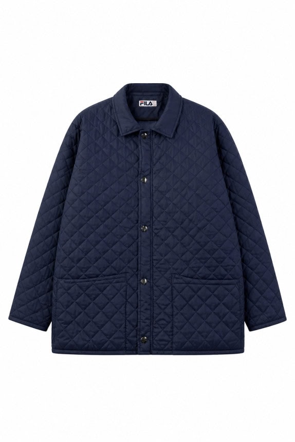 1990Σ FILA QUILTED JACKET NAVY BLUE MEN PRE OWNED M