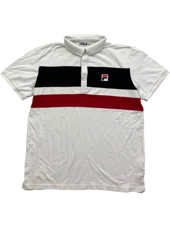 FILA ΜΠΛΟΥΖΑ POLO ΜΕ ΡΙΓΕΣ ΚΑΙ ΛΟΓΟΤΥΠΟ ΛΕΥΚΗ ΑΝΔΡΙΚΗ M