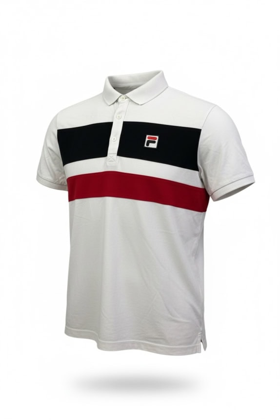 FILA ΜΠΛΟΥΖΑ POLO ΜΕ ΡΙΓΕΣ ΚΑΙ ΛΟΓΟΤΥΠΟ ΛΕΥΚΗ ΑΝΔΡΙΚΗ M