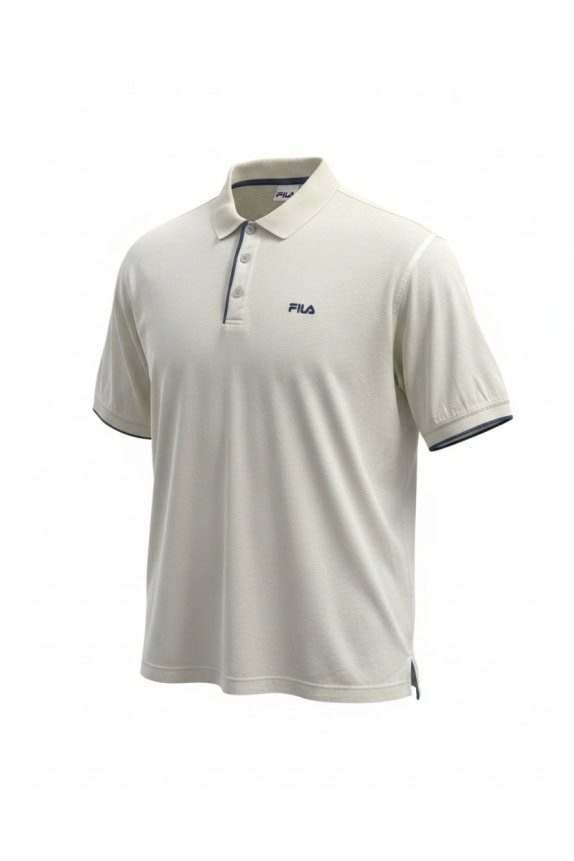 FILA polo vintage con logo ricamato écru unisex XL usata