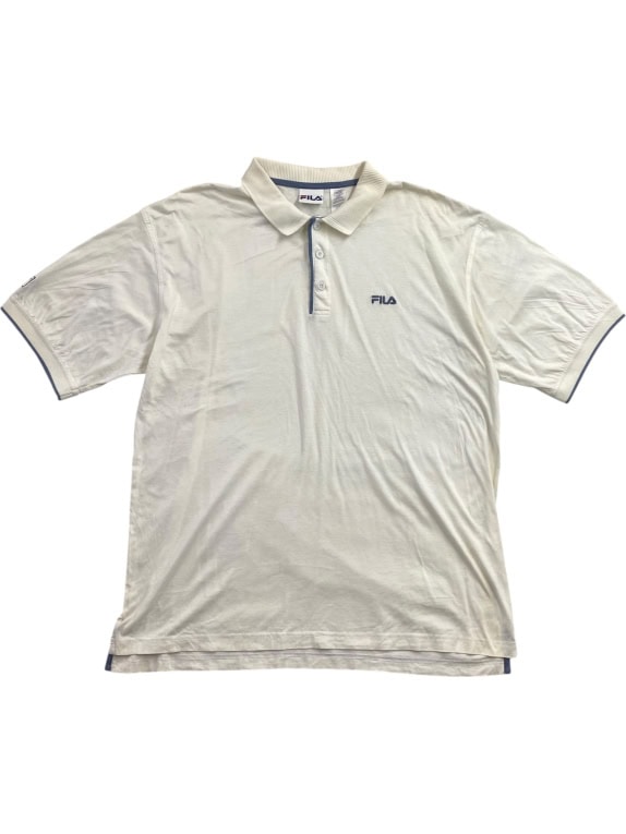 FILA polo vintage con logo ricamato écru unisex XL usata