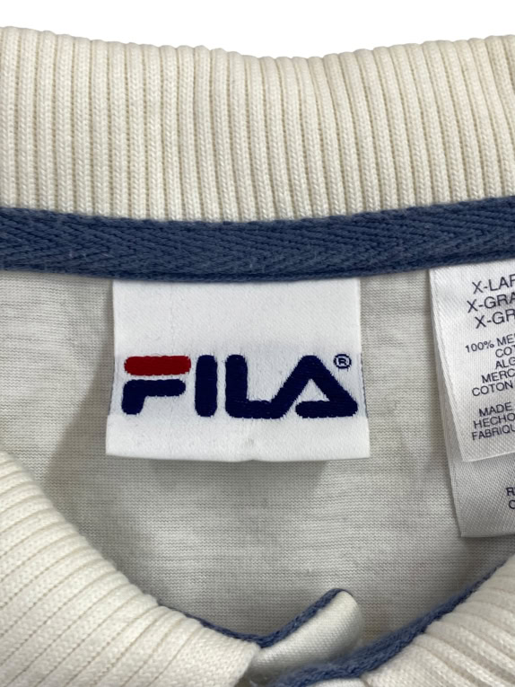 FILA polo vintage con logo ricamato écru unisex XL usata