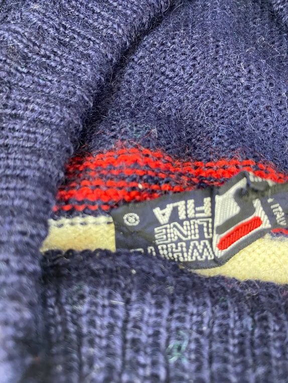 FILA Πλεκτό Πουλόβερ Vintage V-Neck Logo Μπλε Ανδρικό XS