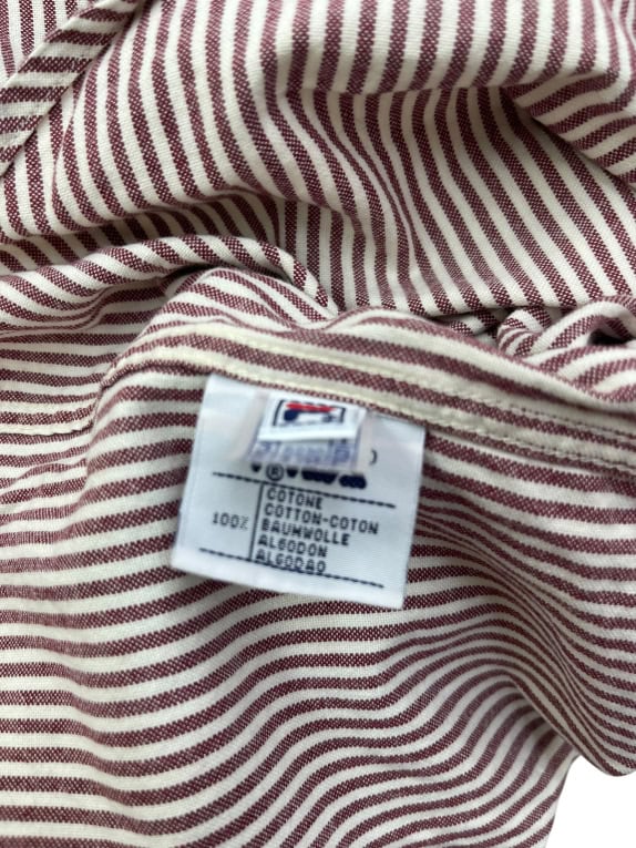 FILA Vintage Striped Shirt with Logo Brown-White Men's XXL